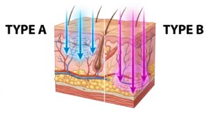 질 조직의 구조와 주파수 차이 비교 다이어그램