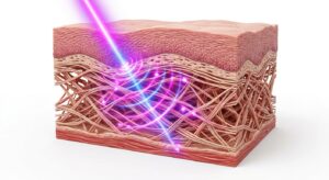 질수축 레이저의 조직 반응 원리 3D 일러스트